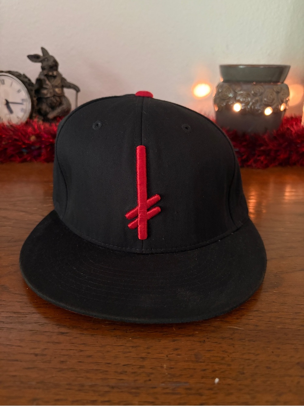 Death Wish Skate Brand Black Snapback Hat with Red Logo